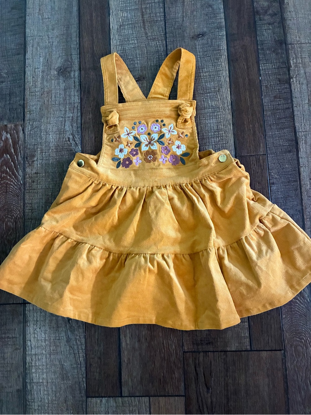 Shabby Chic sz 3T Corduroy Pinafore Dress with Floral Embroidery nwt